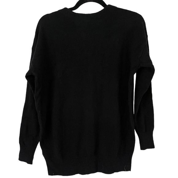 NWT Madewell True Black Wool Blend V Neck Slim Cardigan Sweater Large - Picture 3 of 6